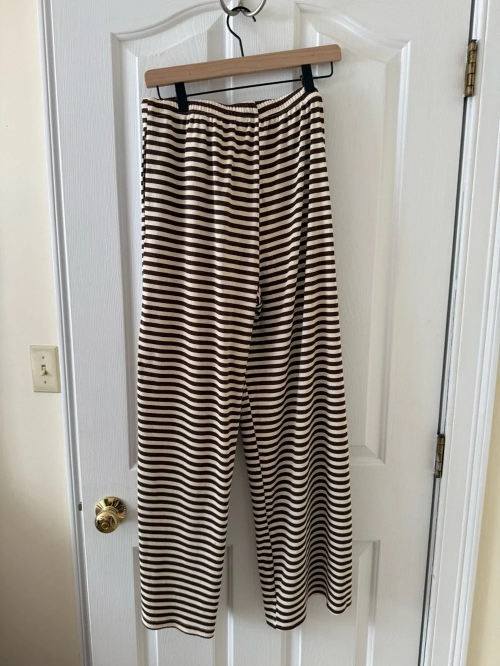 Striped Brown and Cream Pants - Women's Relaxed Fit - Picture 3 of 3